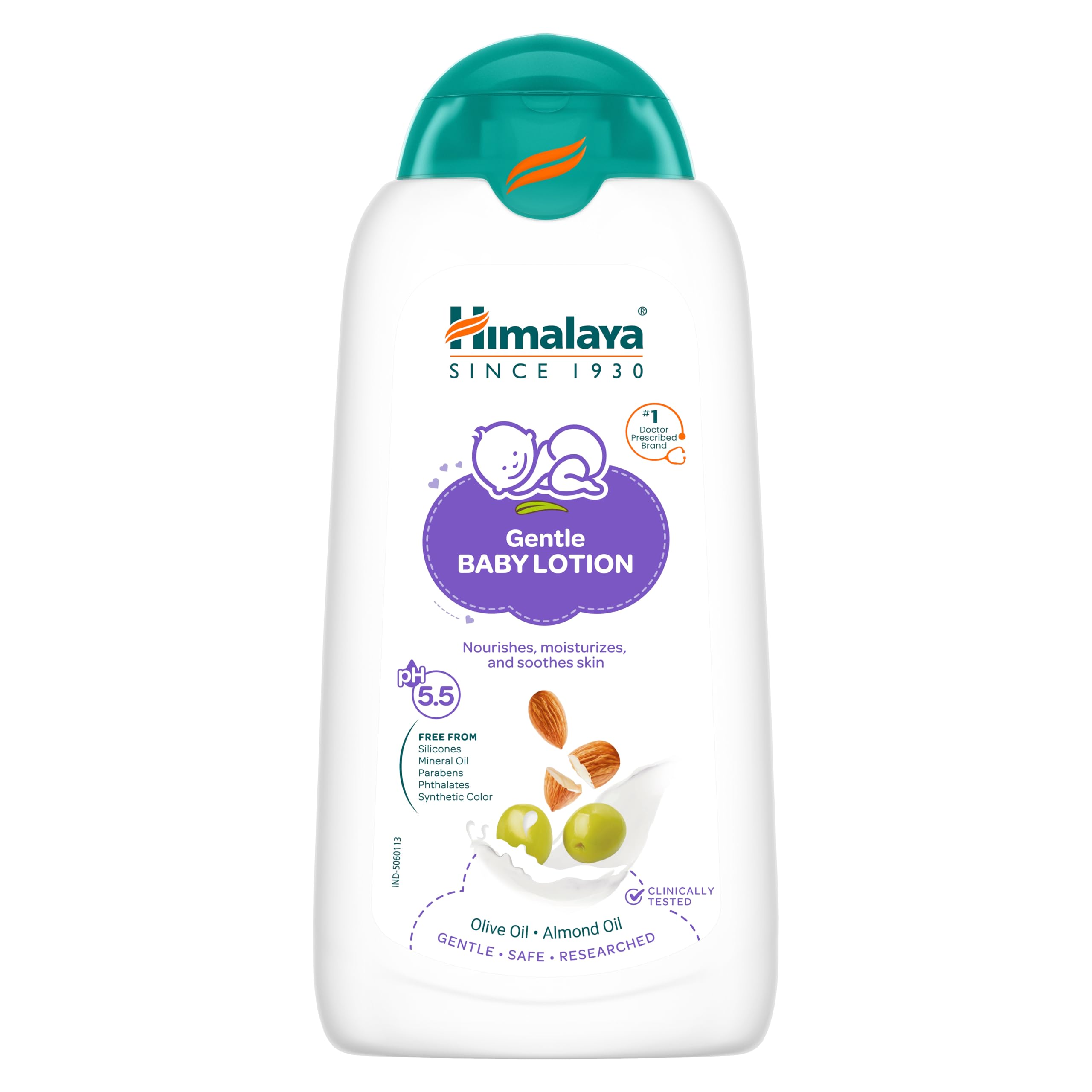 

Himalaya Gentle Baby Lotion 200ml with Almond oil, Olive oil, Country Mallow | No.1 Doctor-Prescribed Brand |pH 5.5 formulation | Nourishes and m