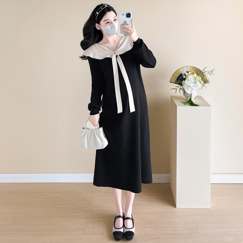 Maternity Knit Dress with Doll Collar - Early Autumn 2026 Collection 2XL