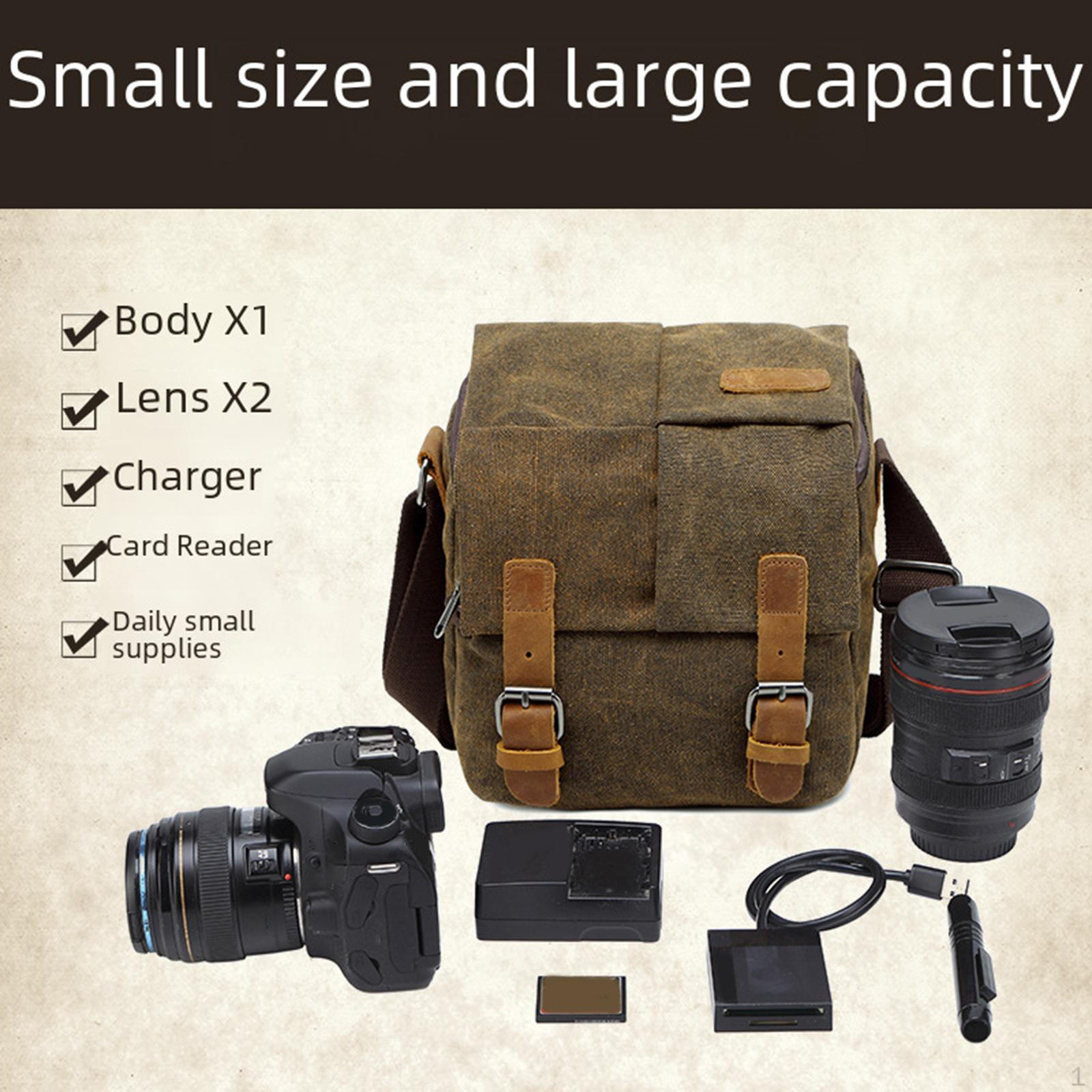 

Чоловіча полотняна сумка-месенджер для камери Міцна для планшета телефону Багатоцільова 18x16x21см з коричневий