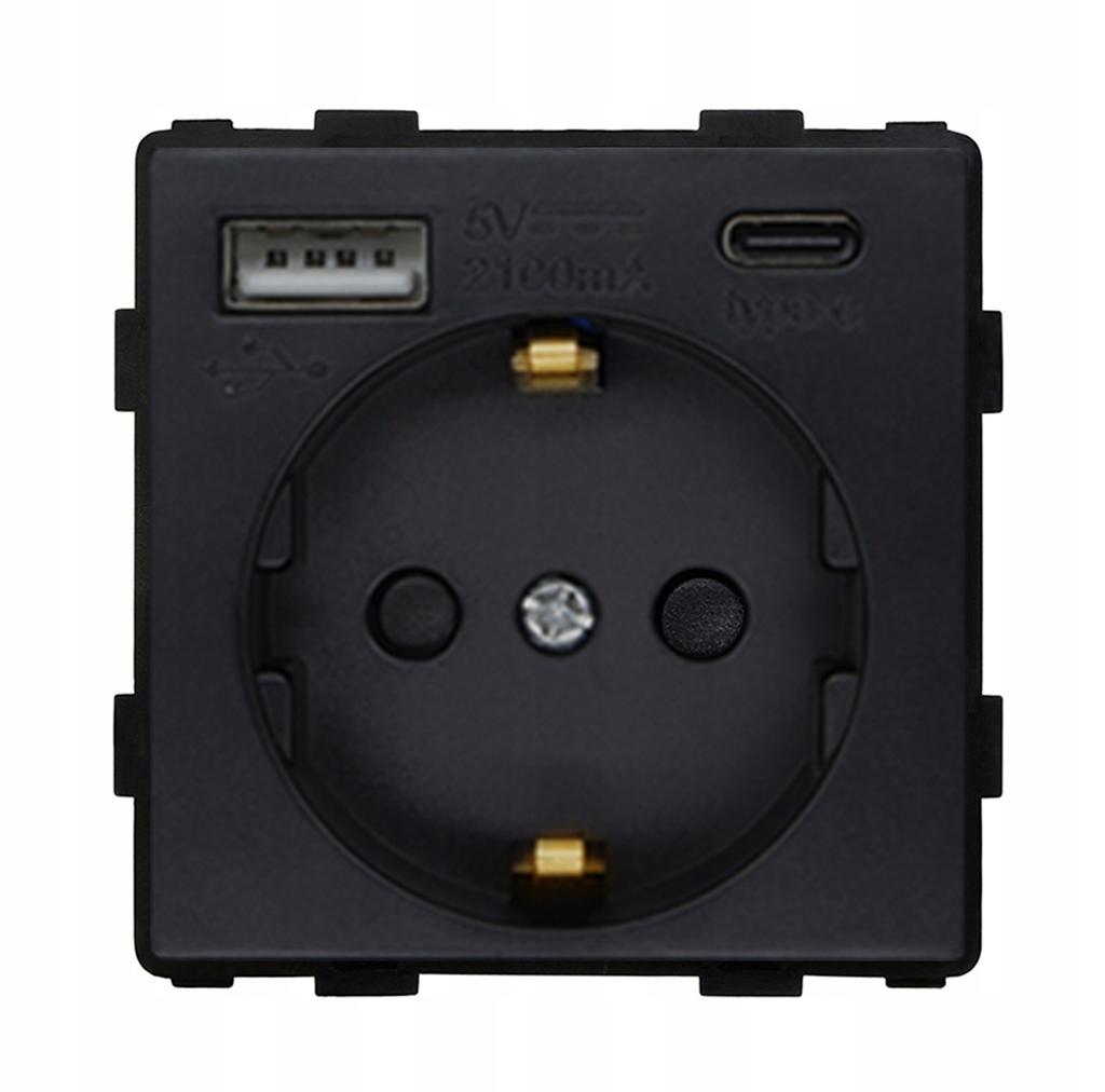 230V black socket insert USB AC charger RTX SH