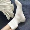 Women Socks Mid-tube Anti-freeze Non-Slip Bottoms Winter Simple Casual Solid Color Sports Socks Daily Wear