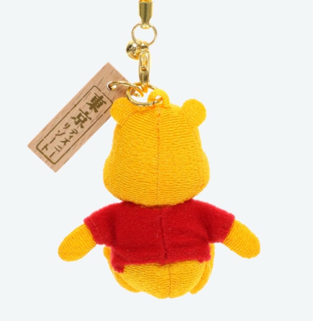 Winnie the Pooh Mascot Strap with Senshafuda Tokyo Disney Resort Netsuke Chirimen-style (Shrine Tag) - Exclusive, Japanese-Style
