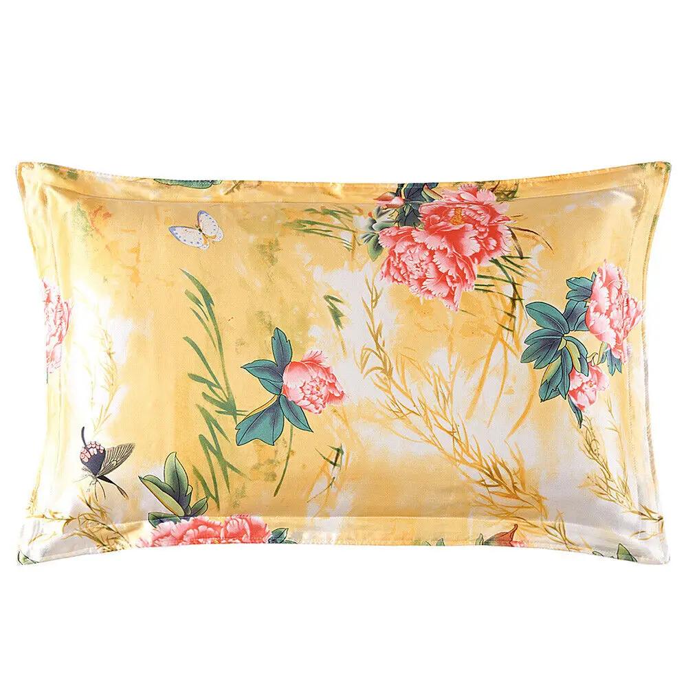 Pure Mulberry Silk Floral Pillowcase 25Momme Genuine Silk Retro Floral Pillowcover Home Cojines Soft Sofa Chair Coussin