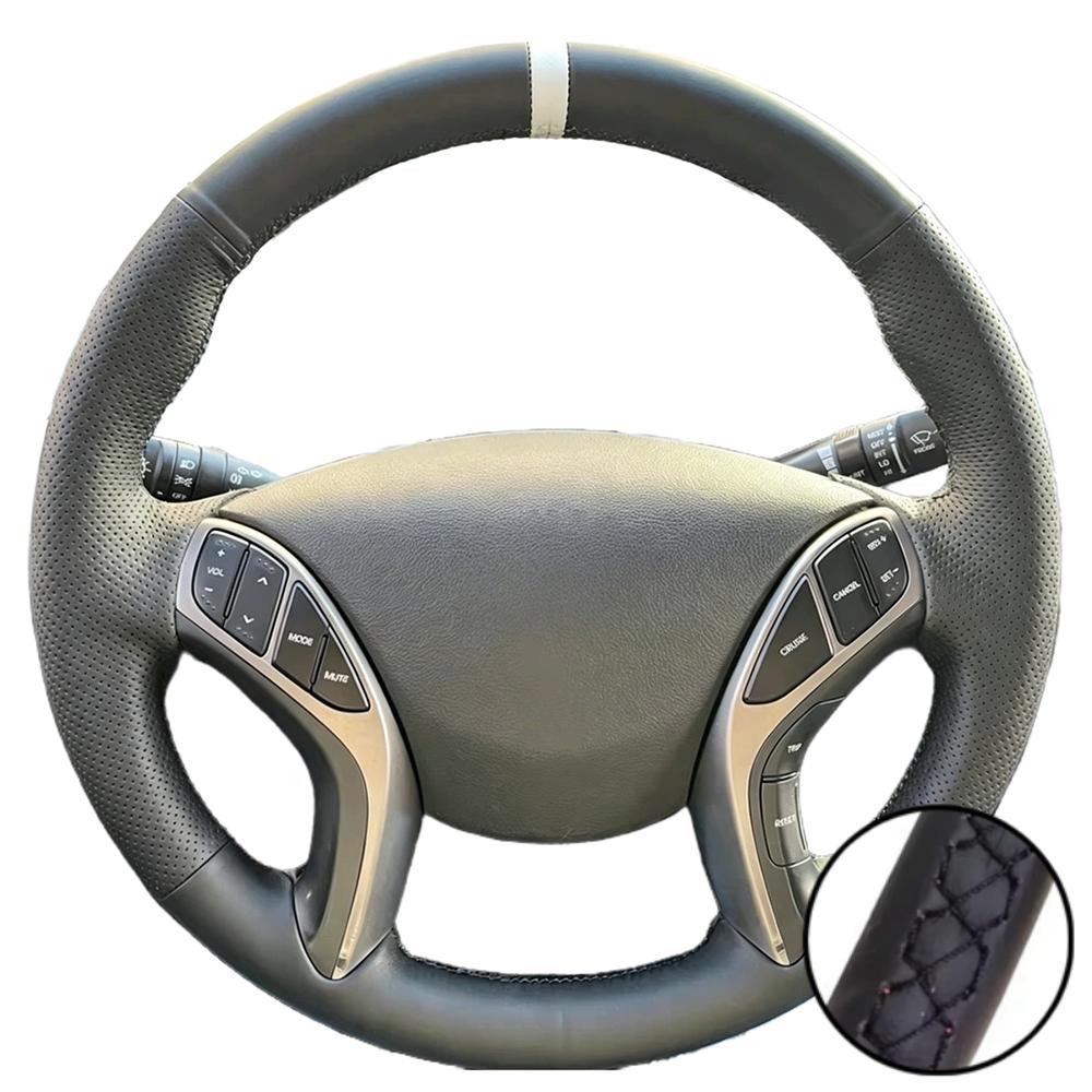 Car Accessories Hand-stitched Black Artificial Leather 2011-2016 Avante i30 2012-2016 Steering Wheel Cover For Hyundai Elantra