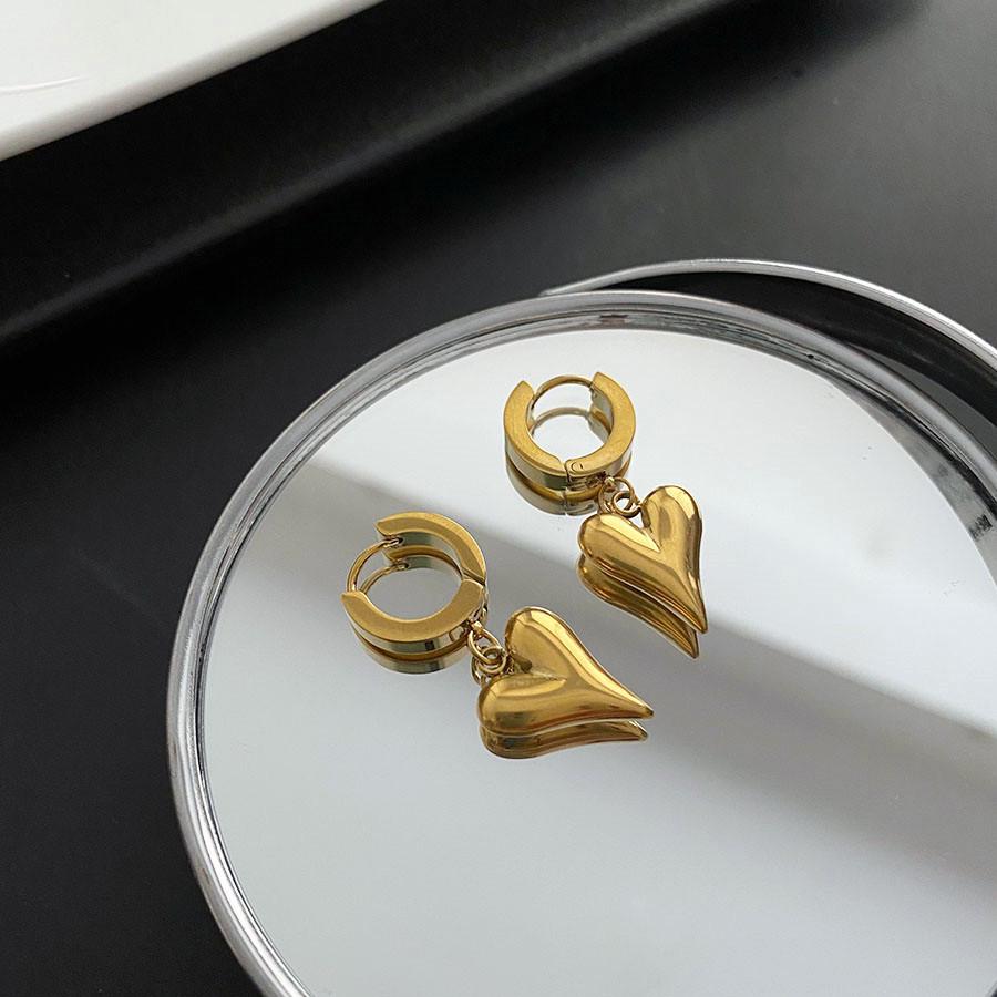 Titanium Steel Heart-Shaped Pendant Earrings - Non-Fading, Light Luxury, High-End Design, Latest Trend for Women