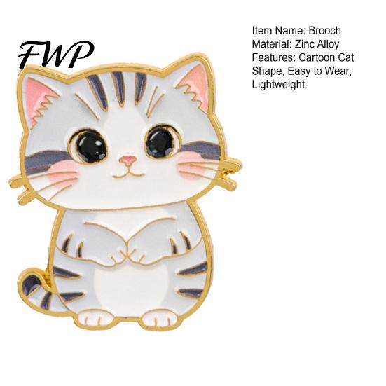 Animal Pin Decorative Brooch Enamel Cartoon Cat Shape Zinc Alloy Lapel Sweater Dress Suit Badge Versatile Outfit Accessory Design