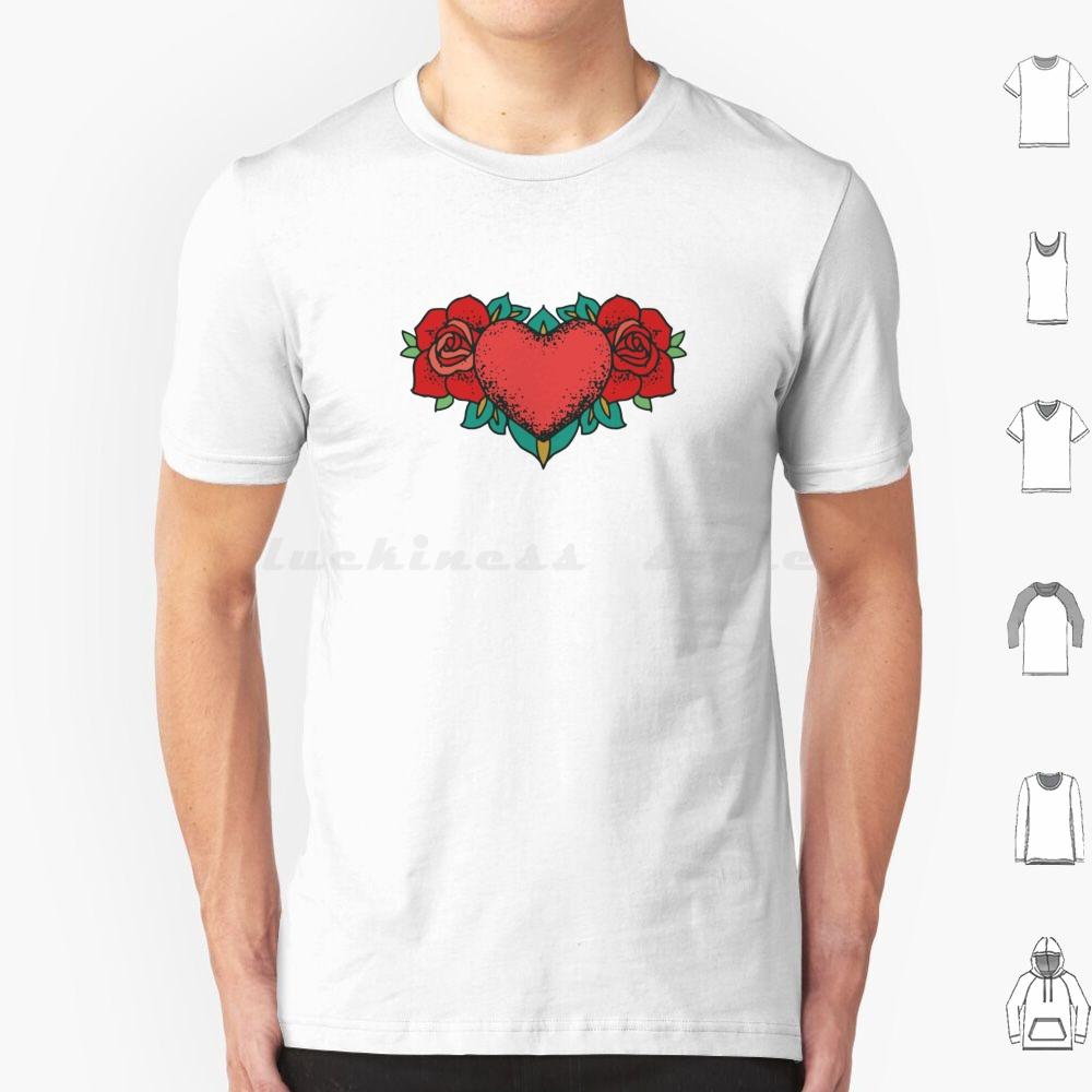 Heart And Roses Tattoo T Shirt Cotton Men Women DIY Print Tattoo Heart Roses Rose Skull Love Flower Flowers Cute Anchor Death S