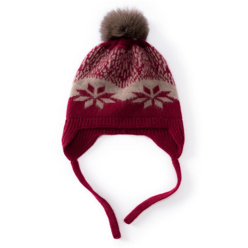 Cashmere autumn and winter new retro children's ear protectors are cute and show their faces. Small jacquard thermal hats for boys and girls