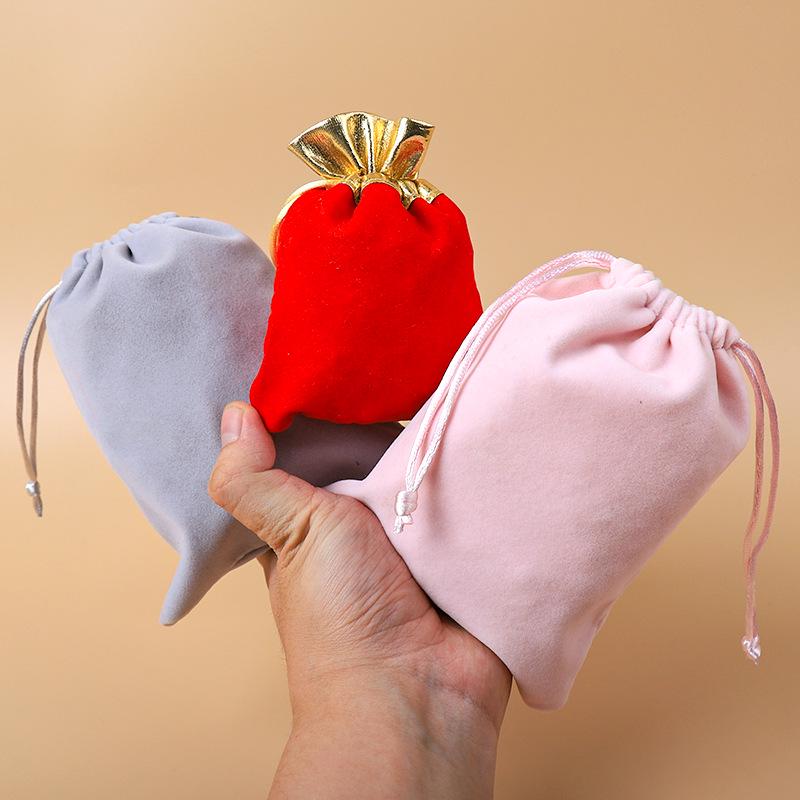 Black Velvet Drawstring Jewelry Pouch