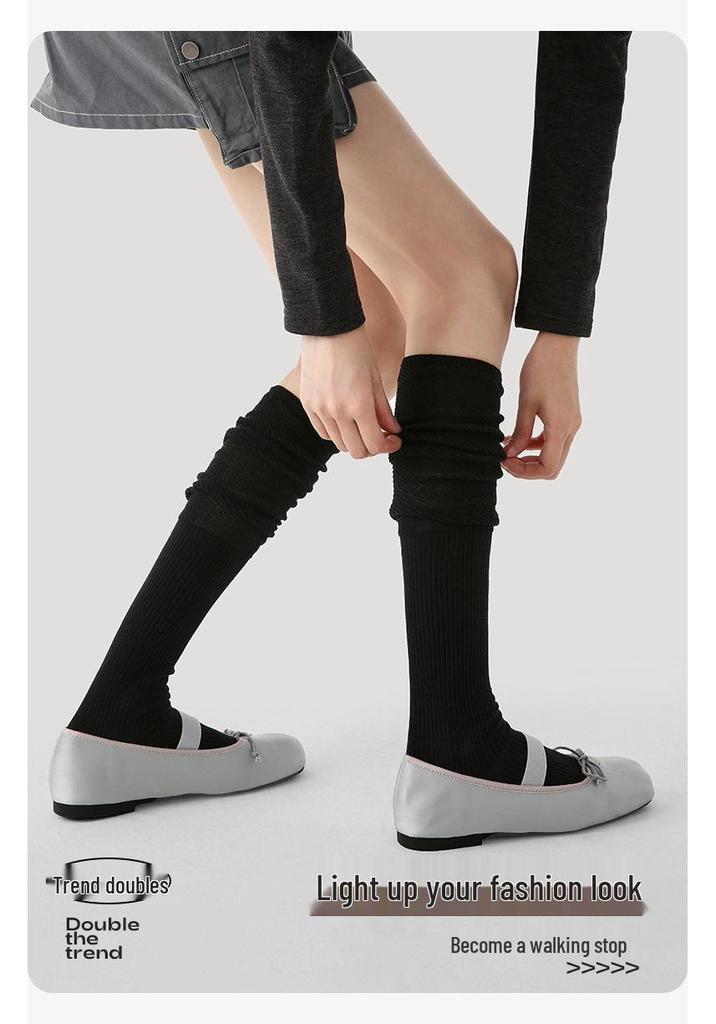 Renaissance Women's Thigh-High Slouch Socks - Boneless, Solid Color, Versatile Cotton for Autumn & Winter
