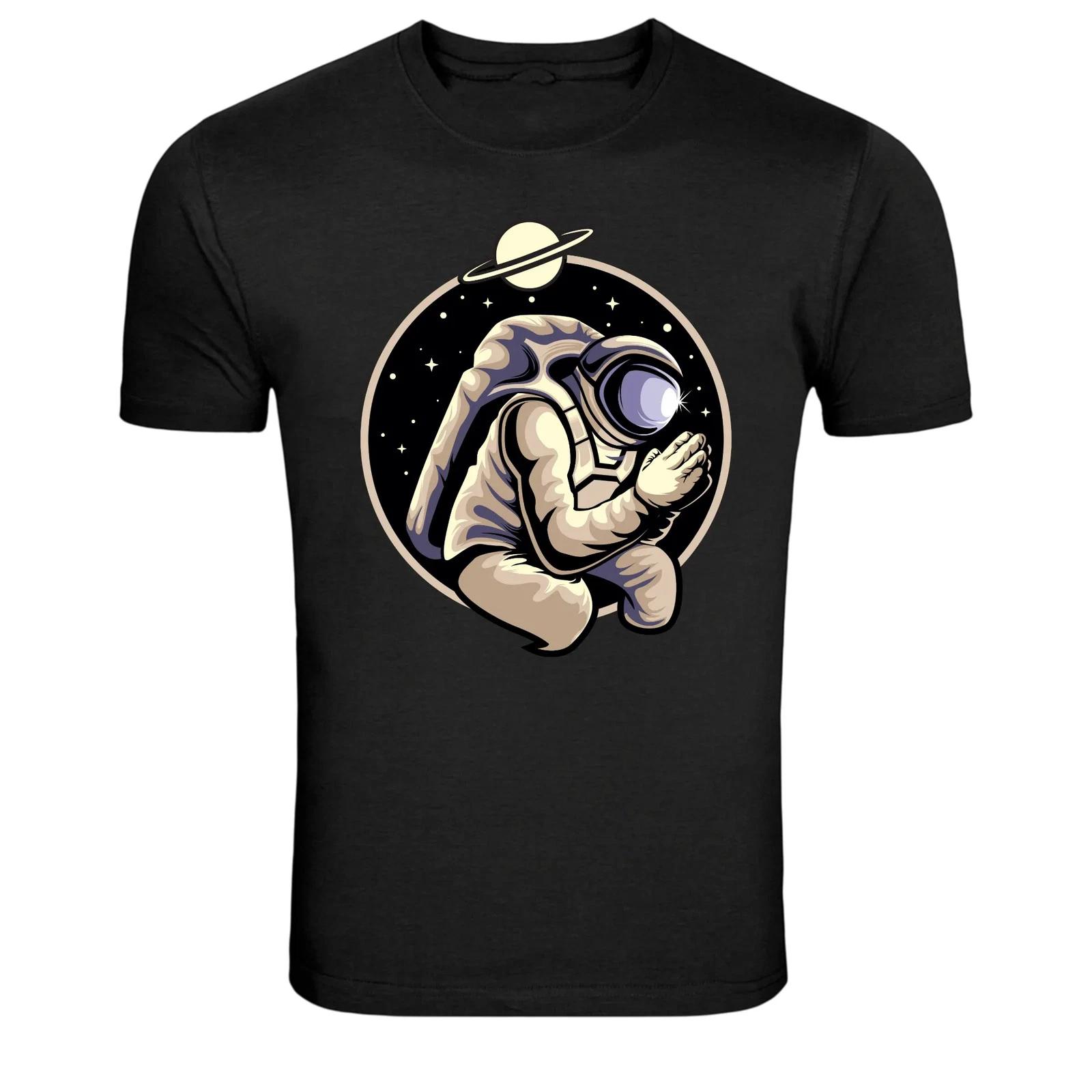 

Praying Astronaut Under Saturn Planet Graphic T-Shirt 4XL