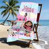 Custom Name Personalized Gabby's Dollhouse Print Beach Towel, for Trip Camping Beach Party Home Decor, Birthday Gift for Family & Friends