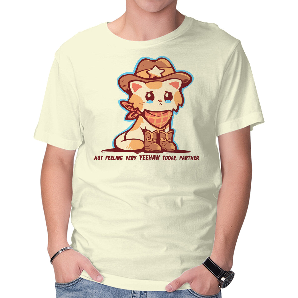 Unisex Crew Neck T-Shirt Not Feeling Very Yeehaw Graphic Short Sleeve Casual Tee M