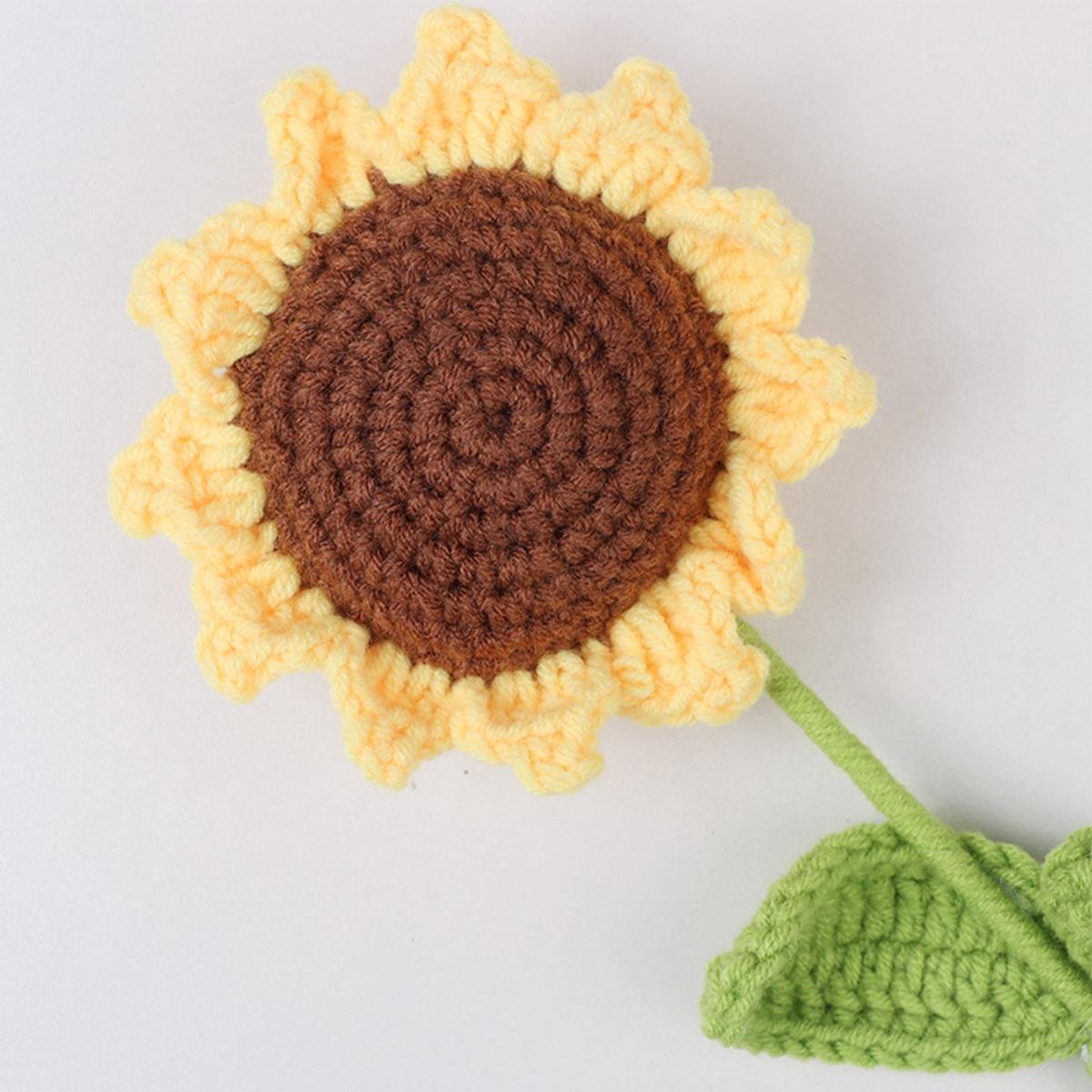 

1/3 шт. Искусственный ручной работы вязаный крючком шерстяной подсолнух Свадебный букет невесты Сделай сам подарок Рождество Дом Улица сад готовое изделие 1pc