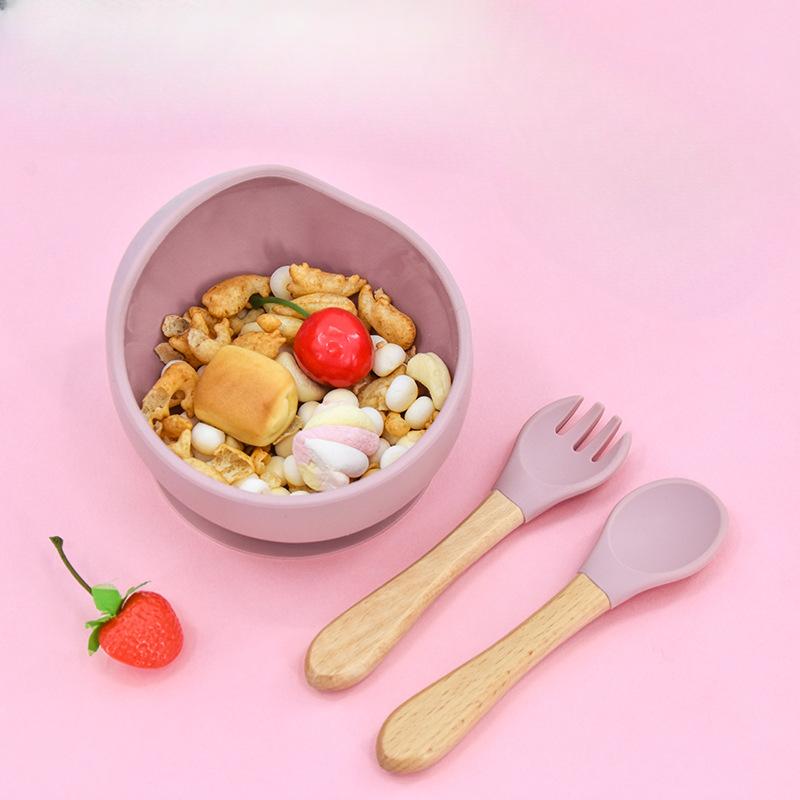 Children's Silicone Snail BowlBaby Food and Complementary Food Tableware Infant Silicone ForkSpoon and Suction Cup Bowl