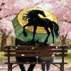 Black Horse Elegance: Luxury Umbrella with Intricate Floral Design   Auto Open/Close, Outdoor Protection, Travel Accessory, Lightweight & Durable 104