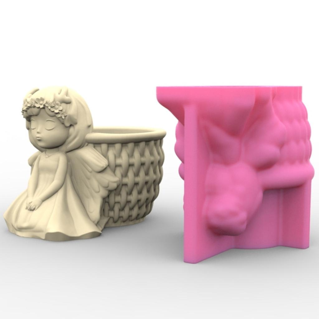 Flower Pot Silicone Mold Concrete Cement 3D Girl Flowerpot Mould Plaster Molds Candle Holder Epoxy Resin Mould Crafts
