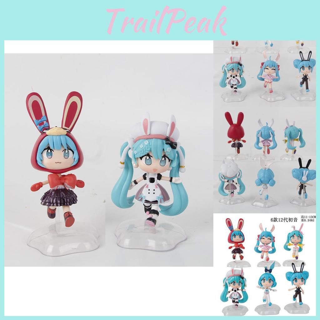 Pvc Delightful Rabbit Ears Hatsune Miku Q Version Doll Collectible Figurines