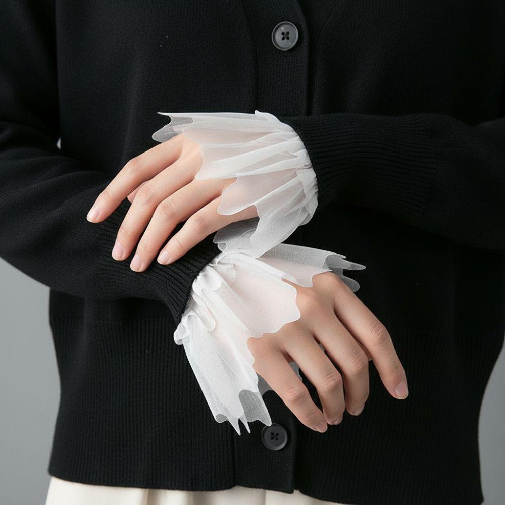 White Black Fake Cuff Detachable Wrist Cuff New Lace Cuff  Nail Tips Display Sleeve