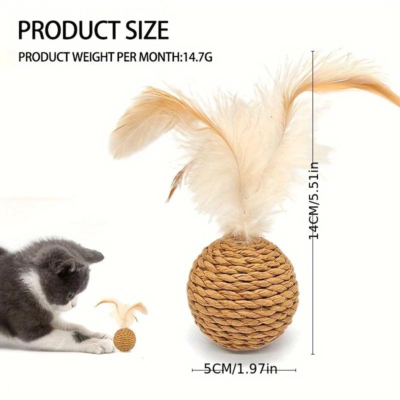 Interactive Cat Toys Rattan Sounding Bells Badminton Cat Chase Tease Cat Toys Rattle Balls Feather Wands Durable Pet Toys