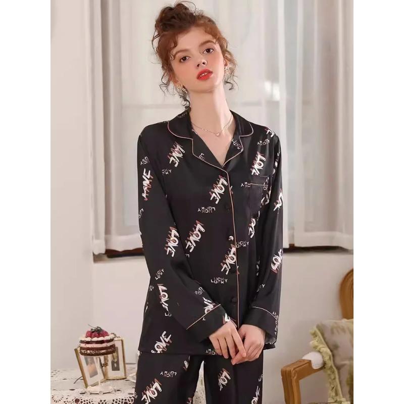 Pijamas de Seda Pura Femininas, Pijamas de Cetim, Pijamas com Botões, Pijamas de Seda Estampados