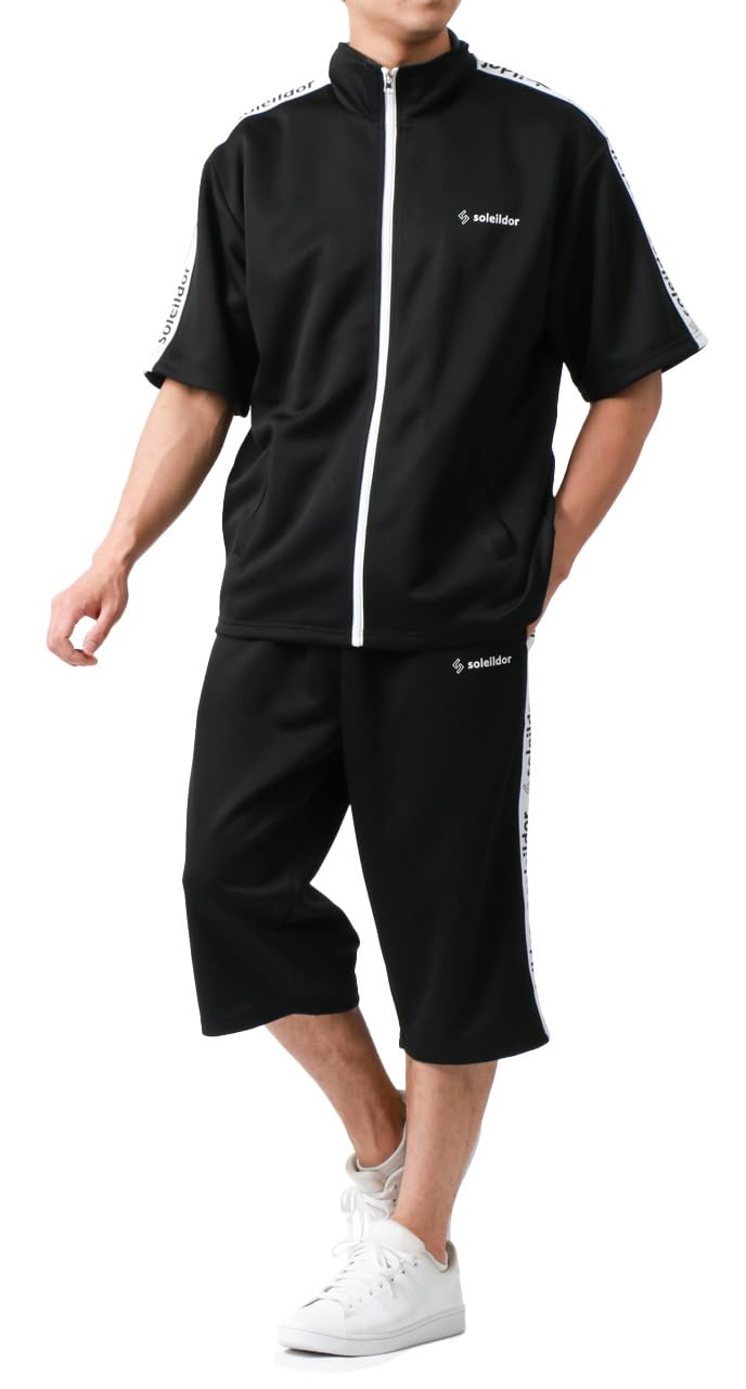 

Комплект джерси Soleildor с боковым логотипом Шорты Идеально для и Размер 3L Мужской Тейп, Быстросохнущий, Рукава, Спорт, Тренировки, Домашняя одежда, Черный, чёрный