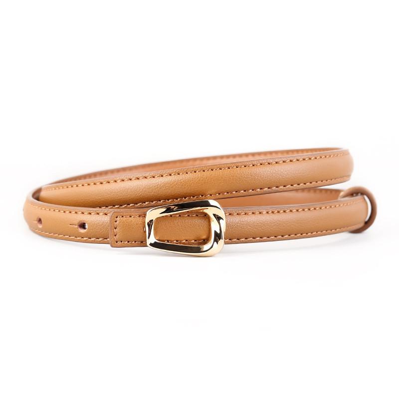 Womens Elegant Genuine Leather Waist Belt With Smooth Buckle For Casual Dresses Spring