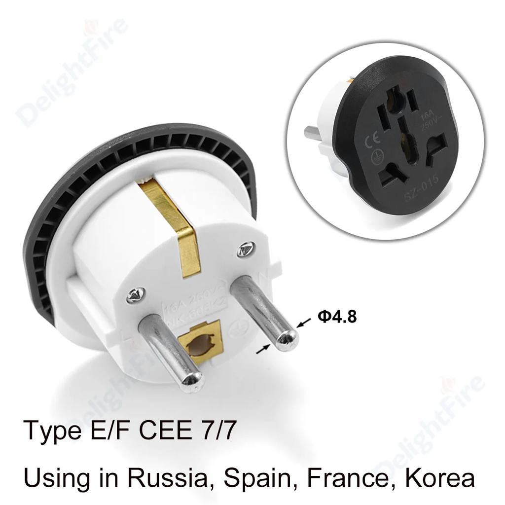 Adaptateur de prise UE CN AU US vers UE KR Adaptateur de voyage Chine Australien Américain vers Européen Euro Adaptateur d'alimentation Convertisseur AC Prise