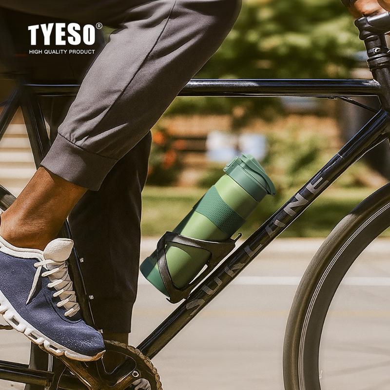 TYESO 750/900ml Thermal Bottle Stainless Steel Vacuum Flasks with Straw Cup Sleeve BPA-Free Insulated Bottles for Sports Cycling