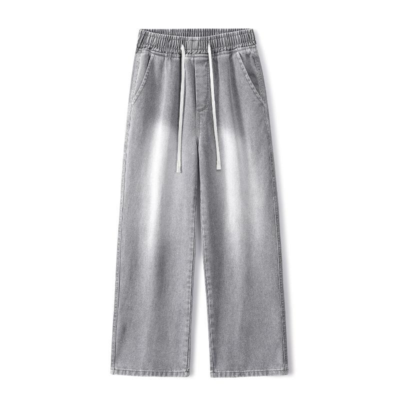 Mote Herre Baggy Jeans Løse Rette Koreansk Mote High Street Casual Daglig Sleping Vide Ben Bukser