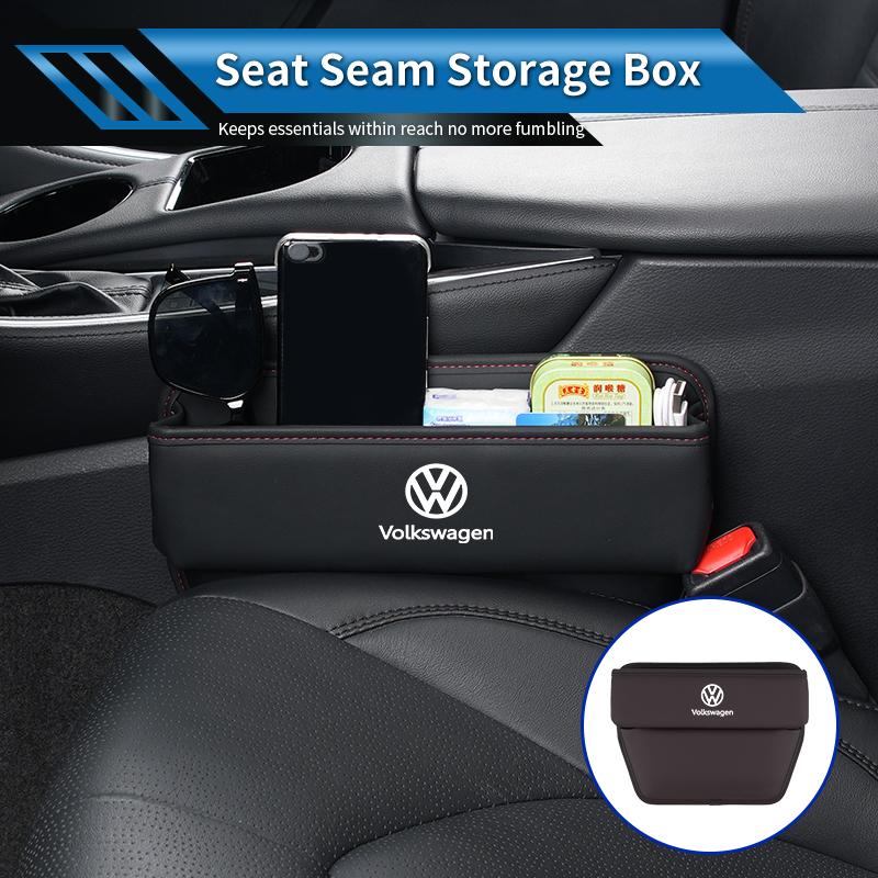Car Trapezoidal Seat Gap Organizer PU Leather Storage Box Auto Accessories For VW R Scirocco Jetta Beetle Golf Passat TiguanSZ2