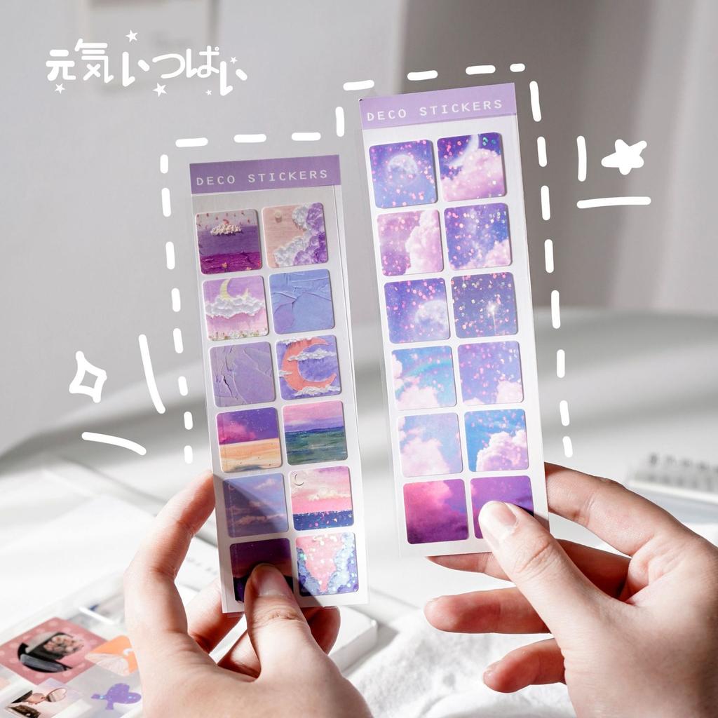 1pc Stickers Scenery Glitter PVC Decorative Decal Seal for DIY Diary Planner Scrapbook Album School Supplies Kawaii Stationery