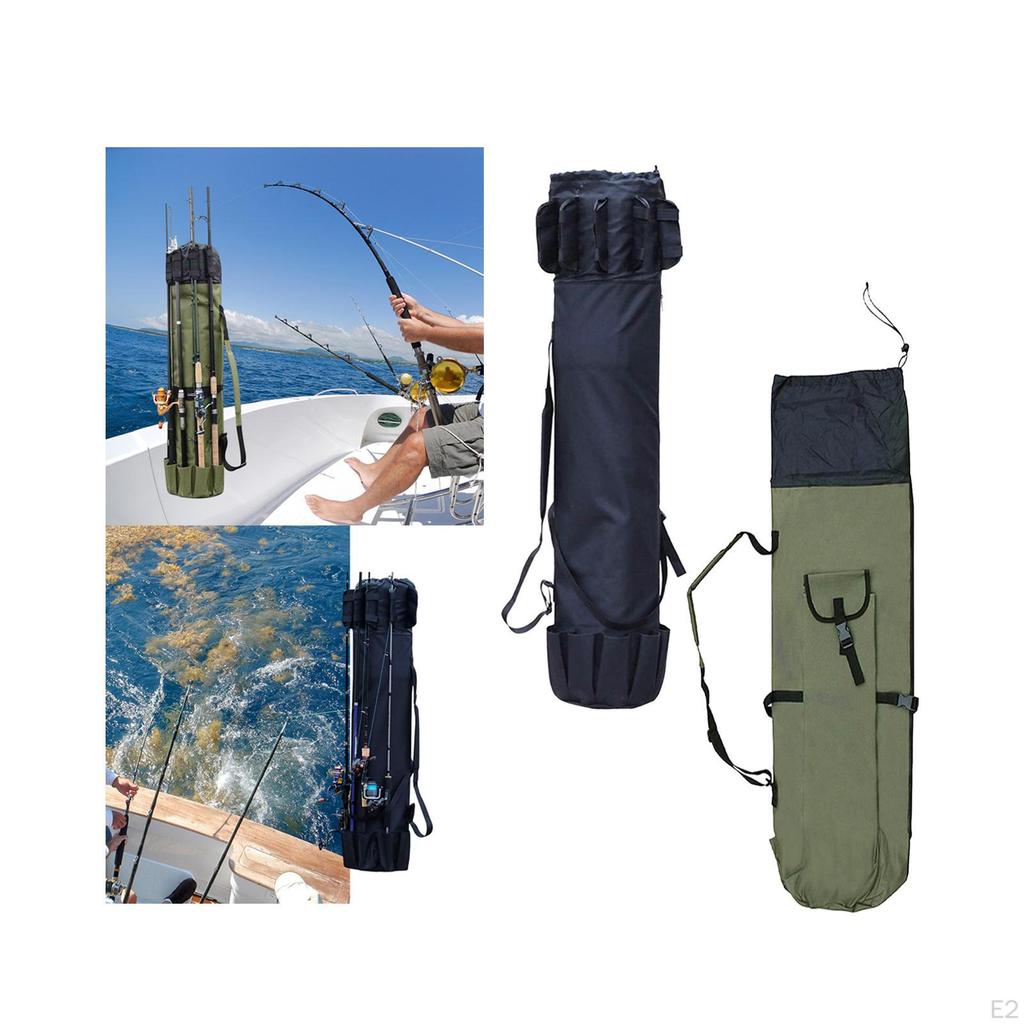 Canvas Fishing Rod & Reel Organizer Bag Travel Carry Case Bag, Holds 5 Poles Tackle