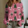 Women's Fashion Round Neck Long Sleeve Christmas Print Casual Pullover Sweater Top