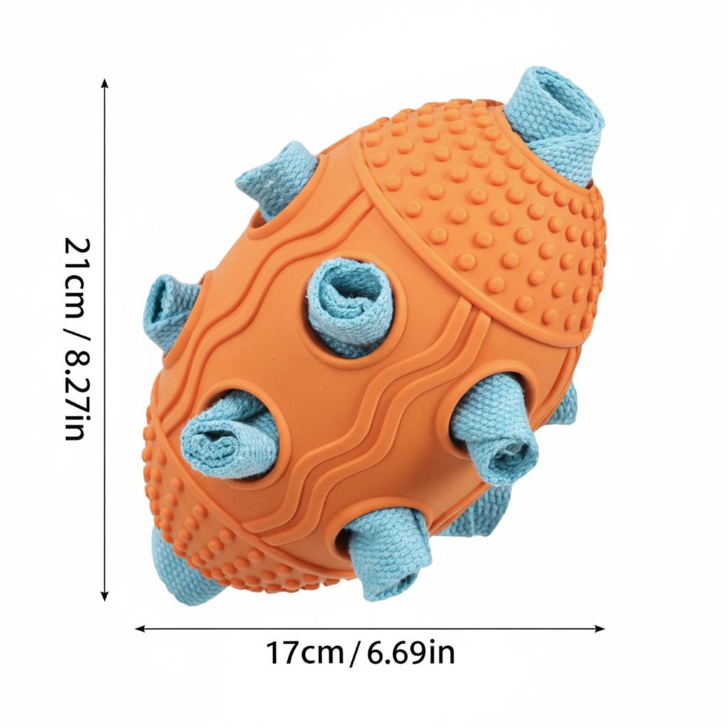 Dog Food Dispenser Football Toy for Pets Interactive Squeaky Chew Ball with Noise Maker and Sniffing Holes for Large Medium Dogs