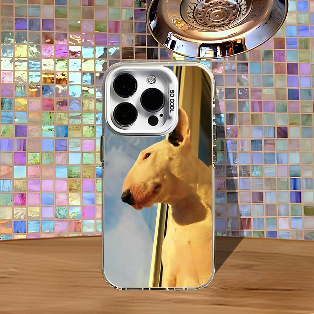 

Phone Case For iPhone 16,15,14,13,12,11,Pro,XS,Max,Plus,Mini,SE4,E White Matte Shockproof Funny Bull Terrier Dog Cover iPhone15pro