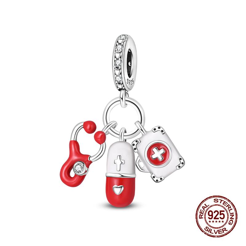 100% Copper Strawberry Lipstick Ladybird China Red Charms Beads Fitoriginal Bracelets For Women Diy Jewellery