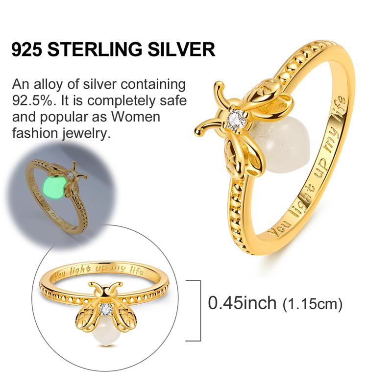 

Original 925 Silver Rings For Women Golden Firefly Sunflower Crown Heart Sun Moon Ring Fine Jewelry 9