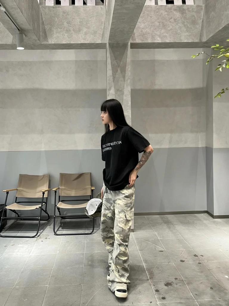 Korean Washed Camouflage Paratrooper Wide-Leg Overalls