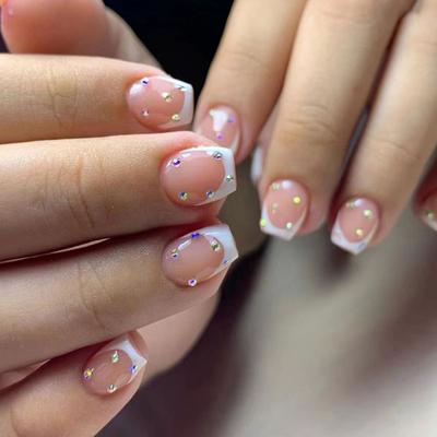 Ballet corto brillante exquisito blanco simple francés dulce blanco versátil estilo europeo y americano ponible lote de uñas