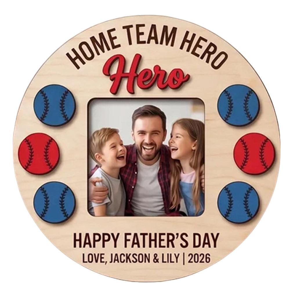 Wooden Baseball Themed Photo Frame Tabletop Display We Hit A Home Run With You Daddy Personalized Father's Day Gift Keepsake 12 7cm