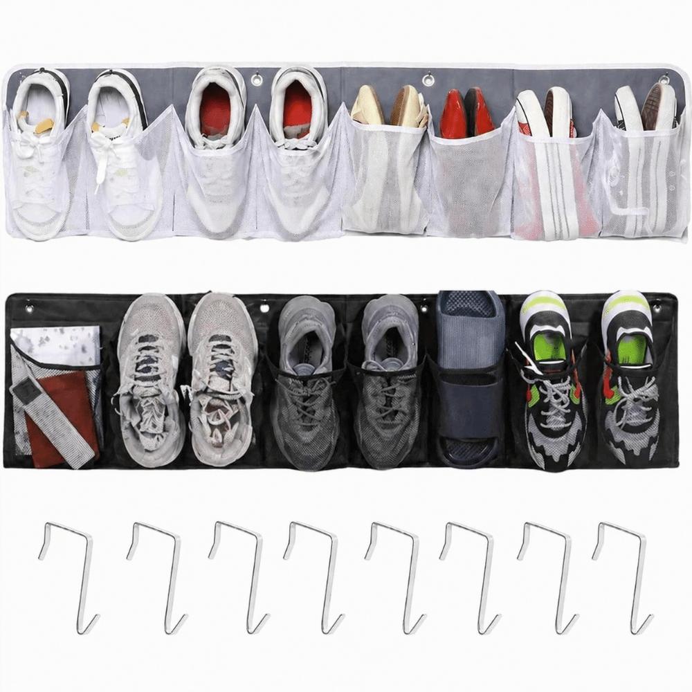 8 Compartments Caravan RV Pouch Large Capacity Folding Shoe Storage Bag with Hooks Space Saving RV Storage Hanging Bag RV Travel