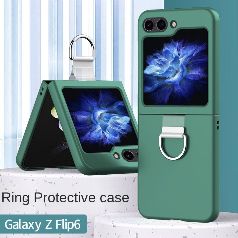 Hårt Skal Plast Ring Telefonfodral för Samsung Galaxy Z Flip 6 5 4 3 Flip6 Flip5 Flip4 Flip3 5G Skyddande Stöttåligt Skal
