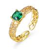 Luxury Square Emerald Zircon Engagement Ring For Women Niche High End Design