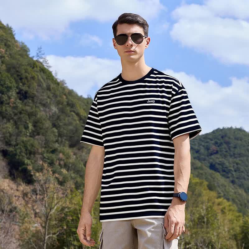 JEEP Men's Color Block Striped Short Sleeve T-Shirt