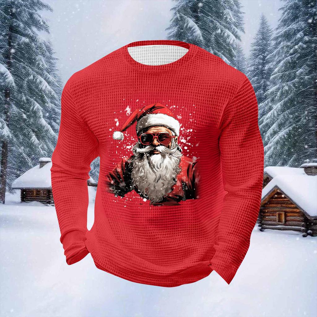 Herre Juleprint Rund Hals Langermet Topper Herre Sport Stor Størrelse Casual Rund Hals Topper