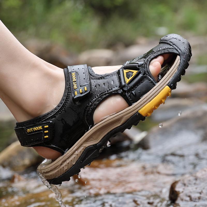 TUINANLE Classic Mens Sandals Summer Leather Sandals Men Outdoor Casual Lightweight Beach Shoes Fashion Men Sneakers Size 38-46