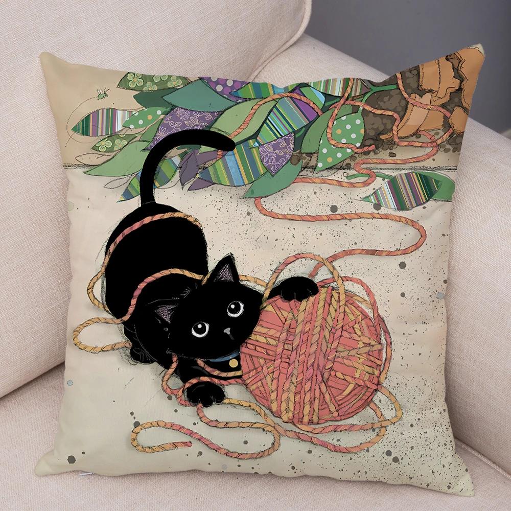 Double Print Cute ElegantCushion Cover Decor Cartoon Animal Pillow Case for Sofa Home Car Soft Plush Throw Pillowcase