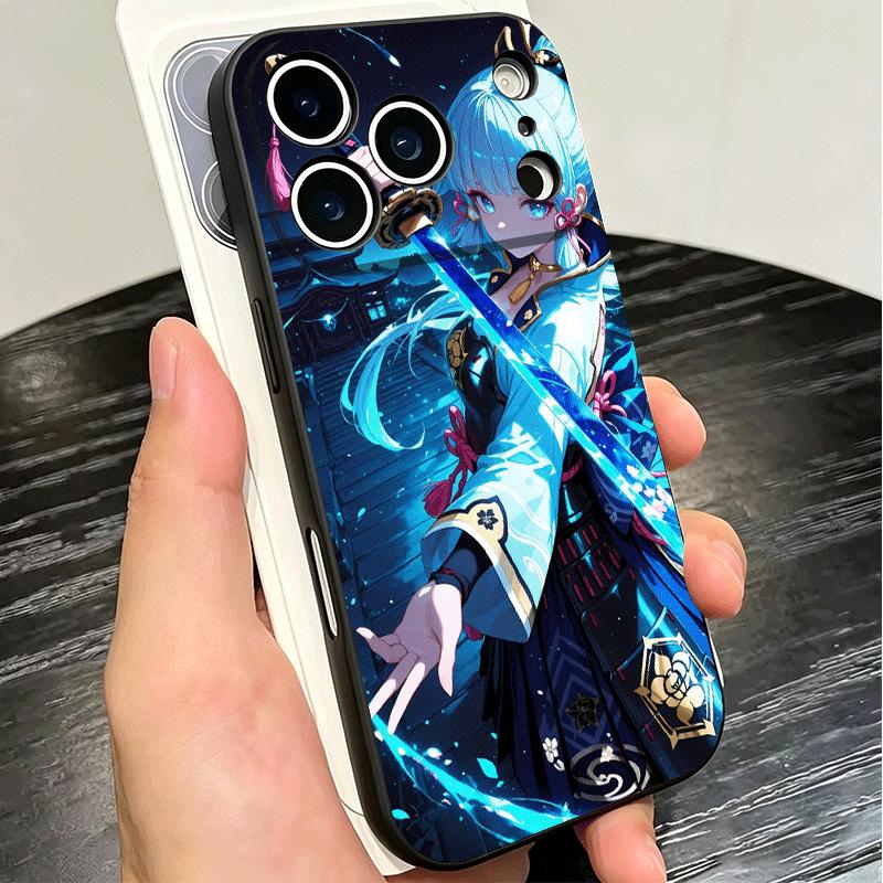 Genshin Impact Kamisato Ayaka Soft Phone Case for iPhone 16 16E 17 Air 15 Pro Max 14 Plus 13 Mini 11 12 7 Black Cover Back Shell