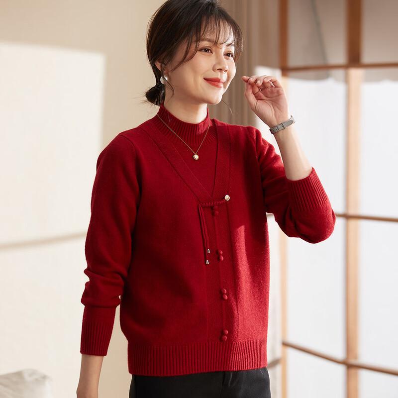 Xihui Women's Winter Faux Two-Piece Knit Top